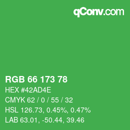 Color code: RGB 66 173 78 | qconv.com