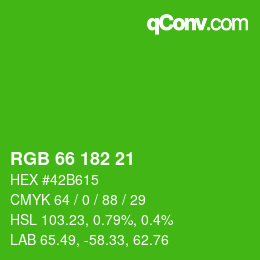 Color code: RGB 66 182 21 | qconv.com