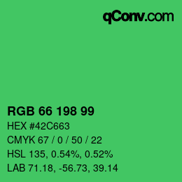 カラーコード: RGB 66 198 99 | qconv.com