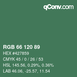 Color code: RGB 66 120 89 | qconv.com