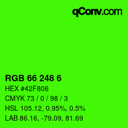 カラーコード: RGB 66 248 6 | qconv.com