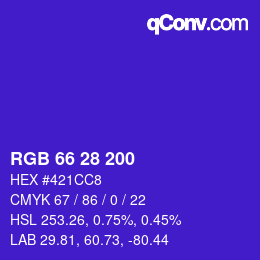 カラーコード: RGB 66 28 200 | qconv.com