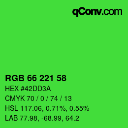 Code couleur: RGB 66 221 58 | qconv.com