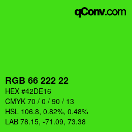 Code couleur: RGB 66 222 22 | qconv.com