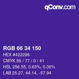 Color code: RGB 66 34 150 | qconv.com