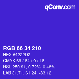 カラーコード: RGB 66 34 210 | qconv.com