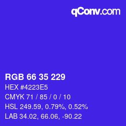 Farbcode: RGB 66 35 229 | qconv.com