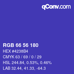 Color code: RGB 66 56 180 | qconv.com