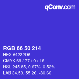 カラーコード: RGB 66 50 214 | qconv.com