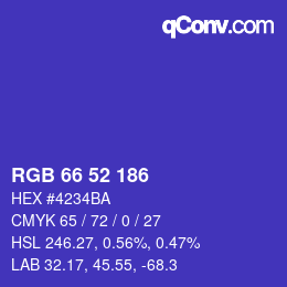 Color code: RGB 66 52 186 | qconv.com