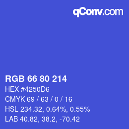 Code couleur: RGB 66 80 214 | qconv.com