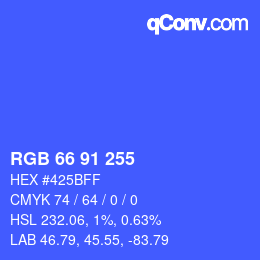 Color code: RGB 66 91 255 | qconv.com