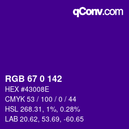 カラーコード: RGB 67 0 142 | qconv.com