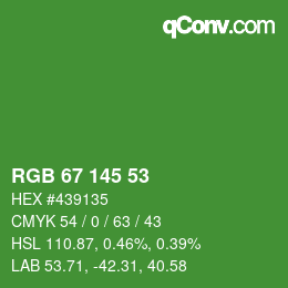 Código de color: RGB 67 145 53 | qconv.com