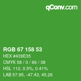 Color code: RGB 67 158 53 | qconv.com