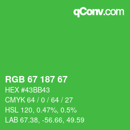 Código de color: RGB 67 187 67 | qconv.com