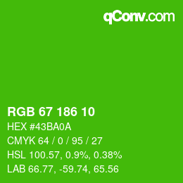 カラーコード: RGB 67 186 10 | qconv.com