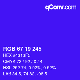 Código de color: RGB 67 19 245 | qconv.com