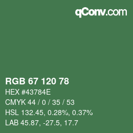 Código de color: RGB 67 120 78 | qconv.com