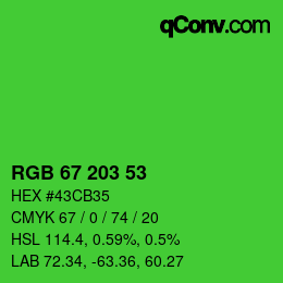 Color code: RGB 67 203 53 | qconv.com