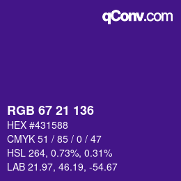 Código de color: RGB 67 21 136 | qconv.com