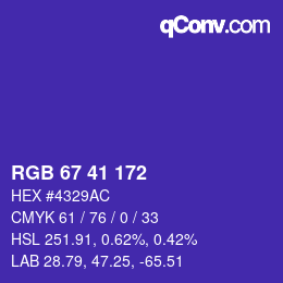 Código de color: RGB 67 41 172 | qconv.com