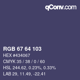 カラーコード: RGB 67 64 103 | qconv.com