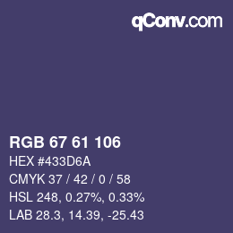 Color code: RGB 67 61 106 | qconv.com