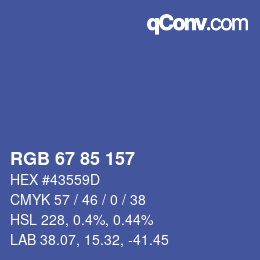 カラーコード: RGB 67 85 157 | qconv.com