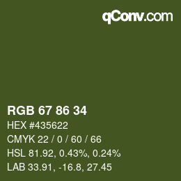 Code couleur: RGB 67 86 34 | qconv.com