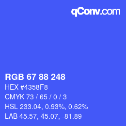 Code couleur: RGB 67 88 248 | qconv.com