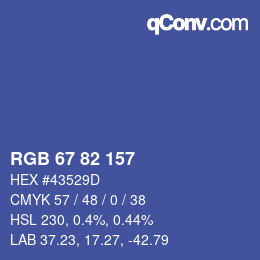 Color code: RGB 67 82 157 | qconv.com