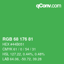 Color code: RGB 68 176 81 | qconv.com