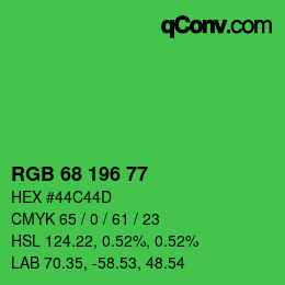 カラーコード: RGB 68 196 77 | qconv.com