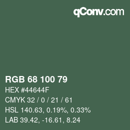 Color code: RGB 68 100 79 | qconv.com