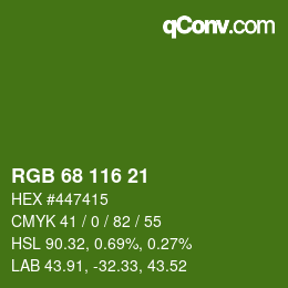 Color code: RGB 68 116 21 | qconv.com