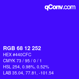 Código de color: RGB 68 12 252 | qconv.com