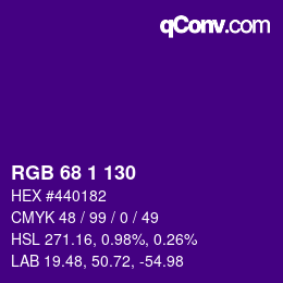 カラーコード: RGB 68 1 130 | qconv.com