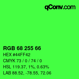 Color code: RGB 68 255 66 | qconv.com