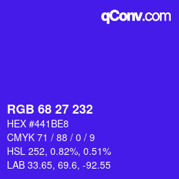 Color code: RGB 68 27 232 | qconv.com