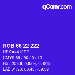 Farbcode: RGB 68 22 222 | qconv.com