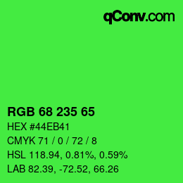 Code couleur: RGB 68 235 65 | qconv.com