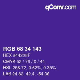 カラーコード: RGB 68 34 143 | qconv.com