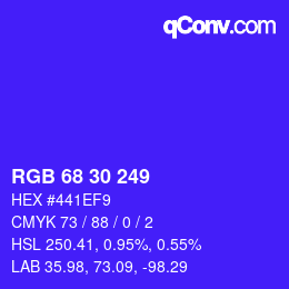 Code couleur: RGB 68 30 249 | qconv.com