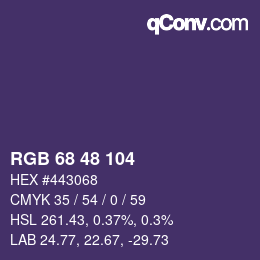 Color code: RGB 68 48 104 | qconv.com