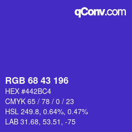 Farbcode: RGB 68 43 196 | qconv.com