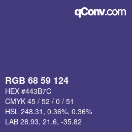 カラーコード: RGB 68 59 124 | qconv.com
