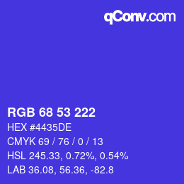 カラーコード: RGB 68 53 222 | qconv.com