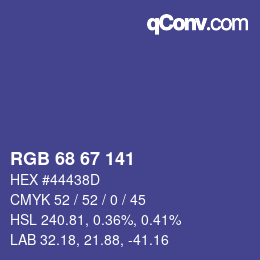 Código de color: RGB 68 67 141 | qconv.com