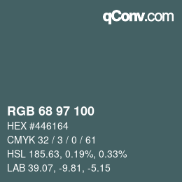 カラーコード: RGB 68 97 100 | qconv.com